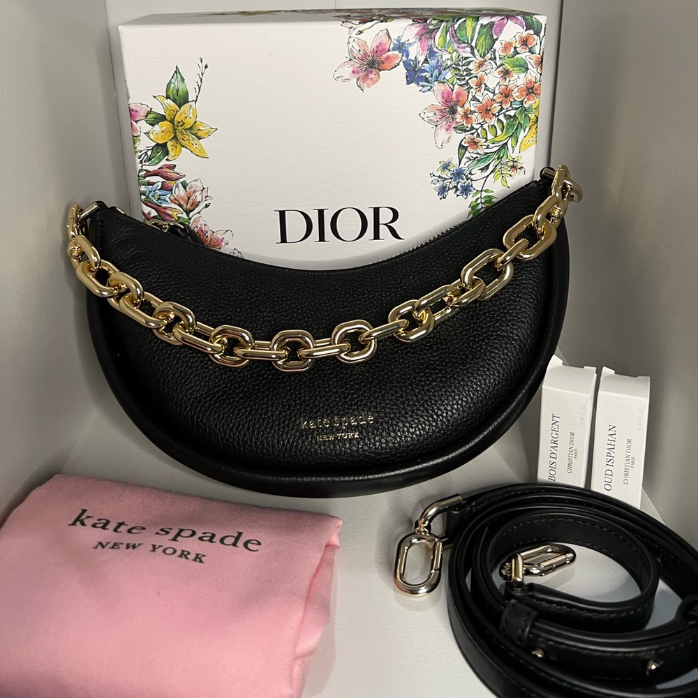 Kate Spade smile crossbody and Dior makeup bag